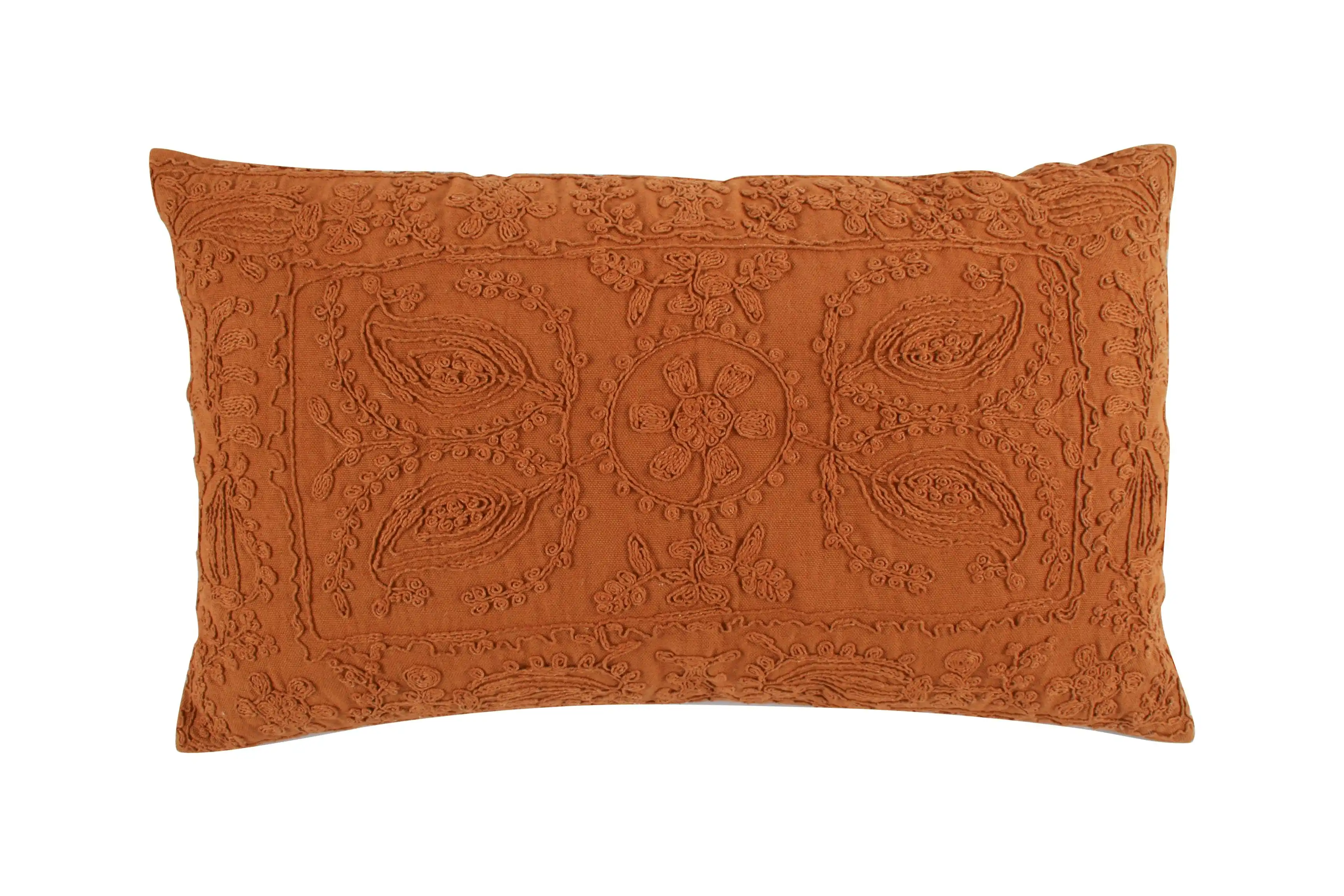 Heide Embroided Cushion Terracotta