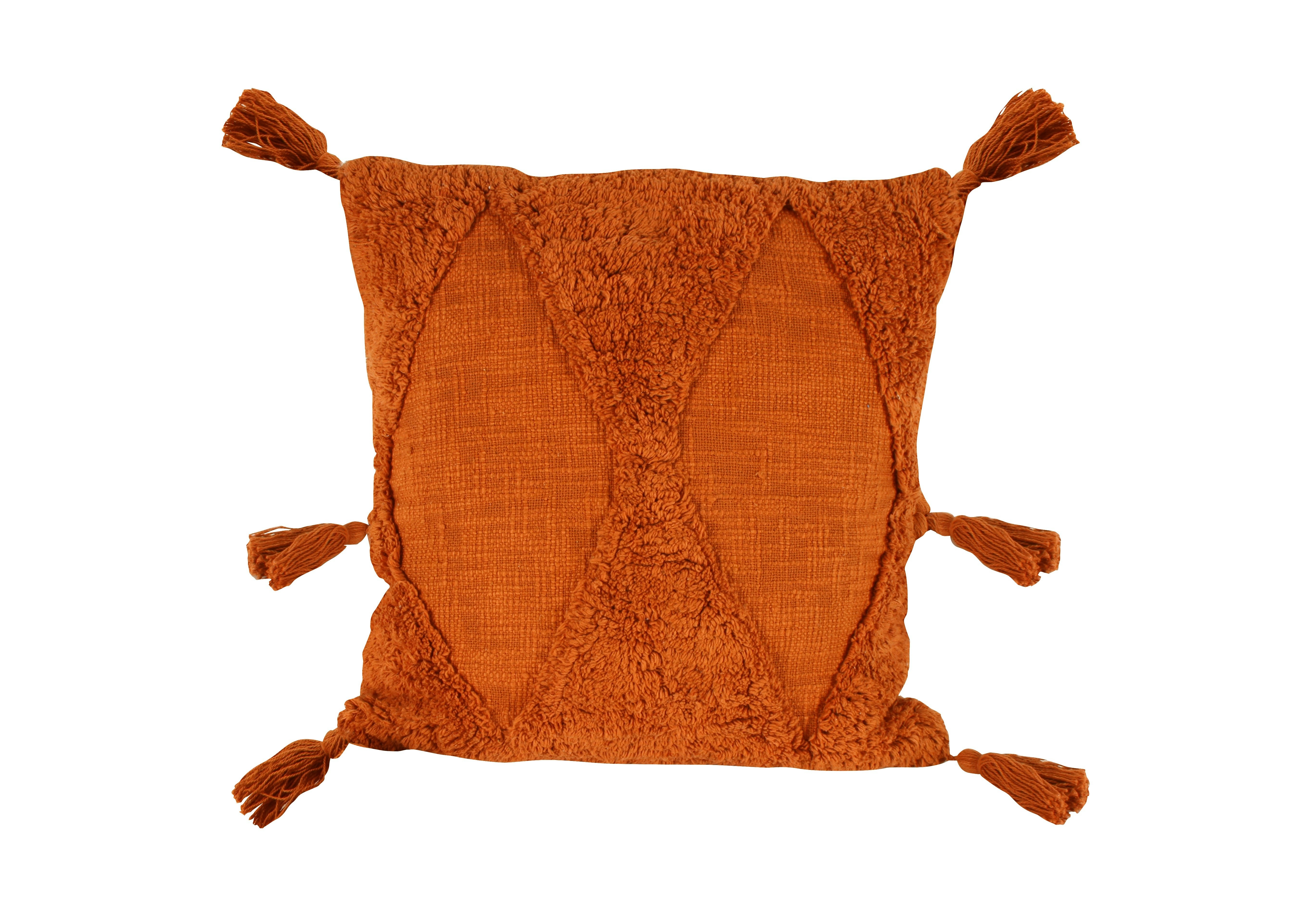 x imena Tufted Cushion With Tassels Clay