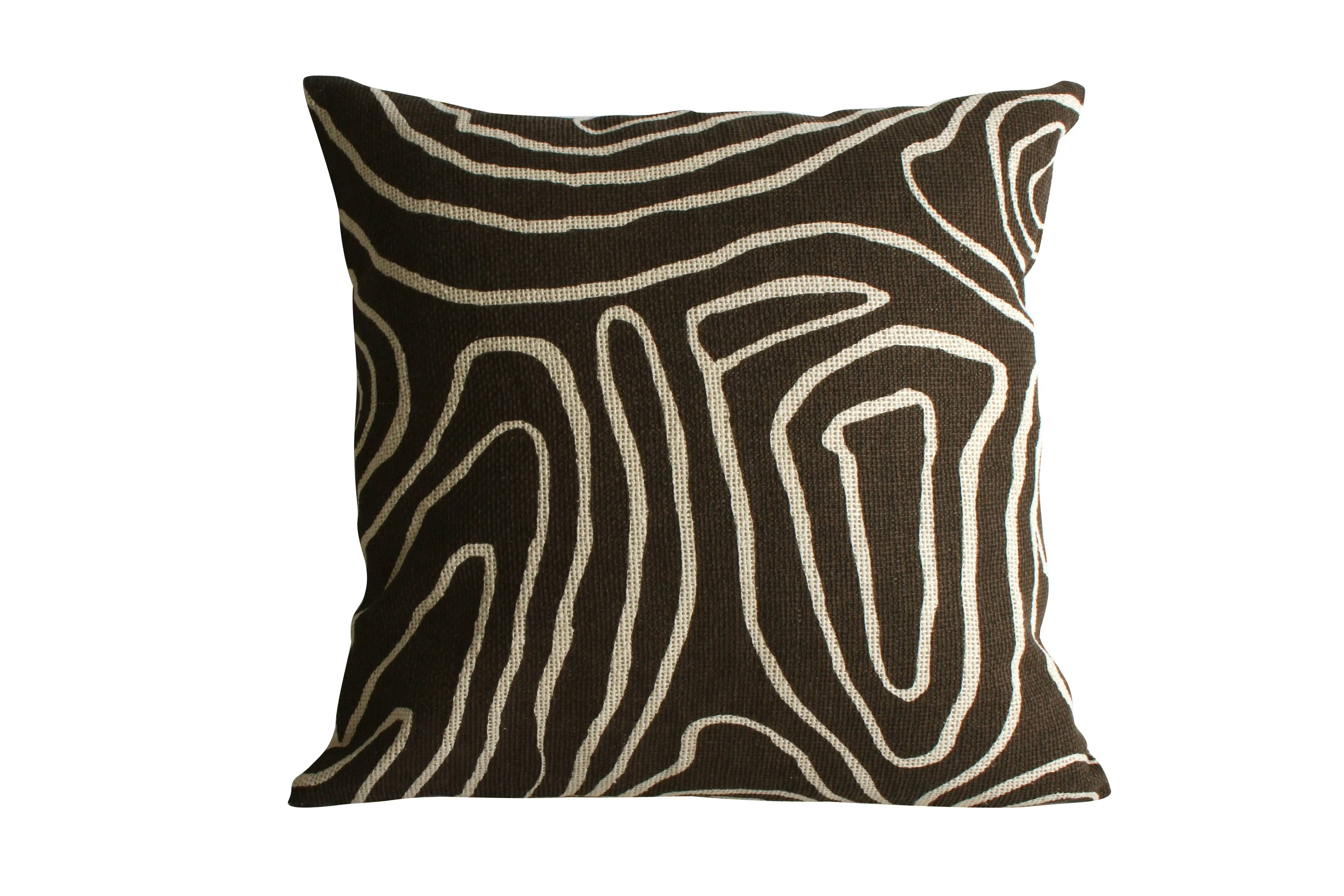 Brown Cotton Swirl Print Cushion 50 x 50cm