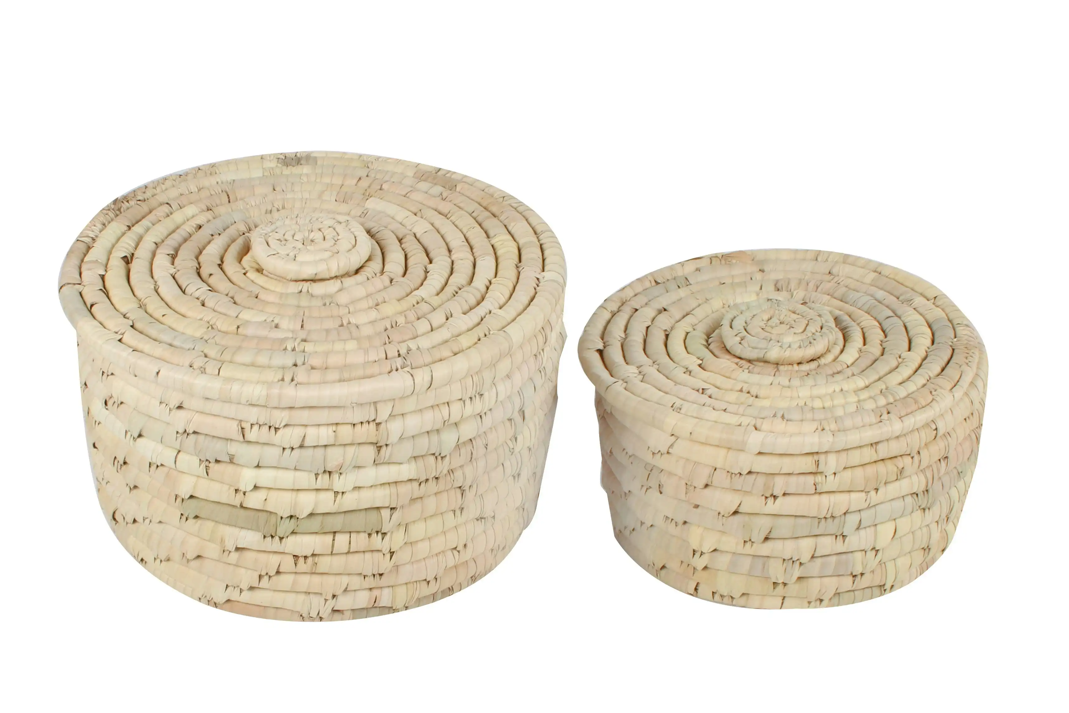 Eda Set Of 2 Sea Grass And Date Leaf Round Basket