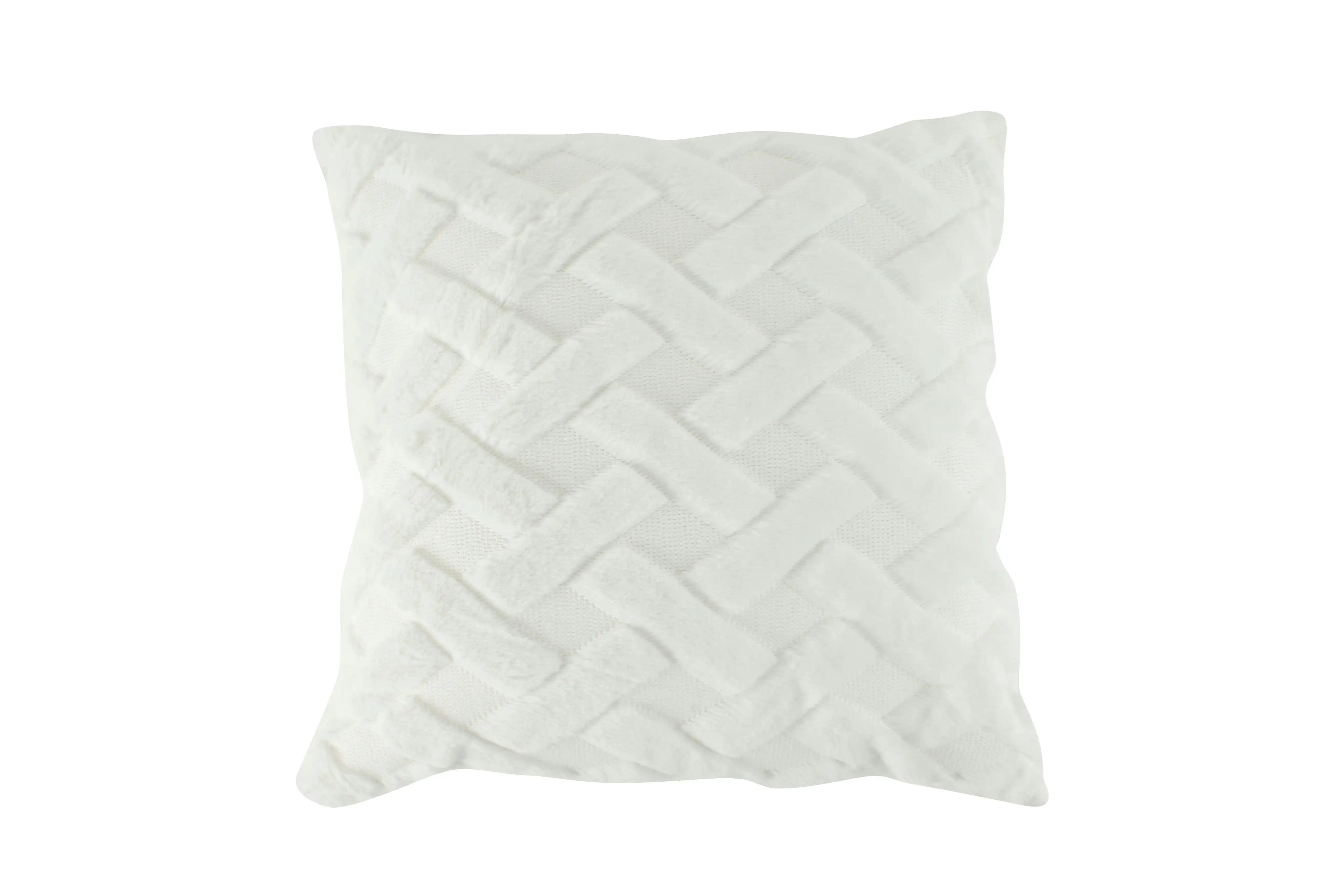 White Faux Fur Lattice Cushion 50 x 50cm