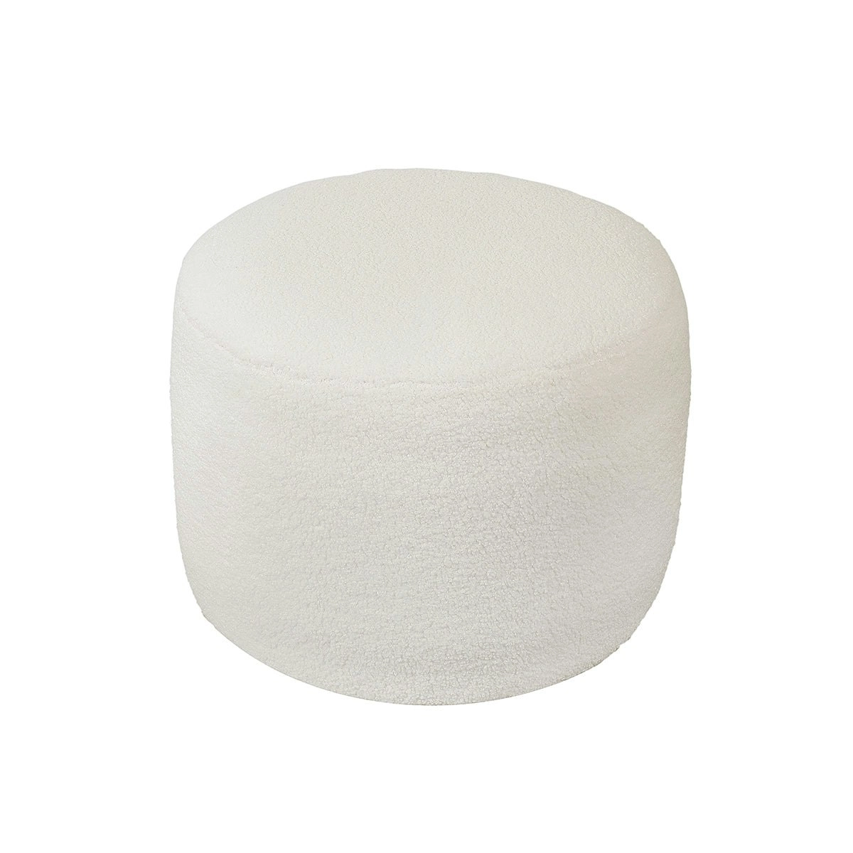 Talia Pouf Stool Teddy Plush White 50x50x38cm