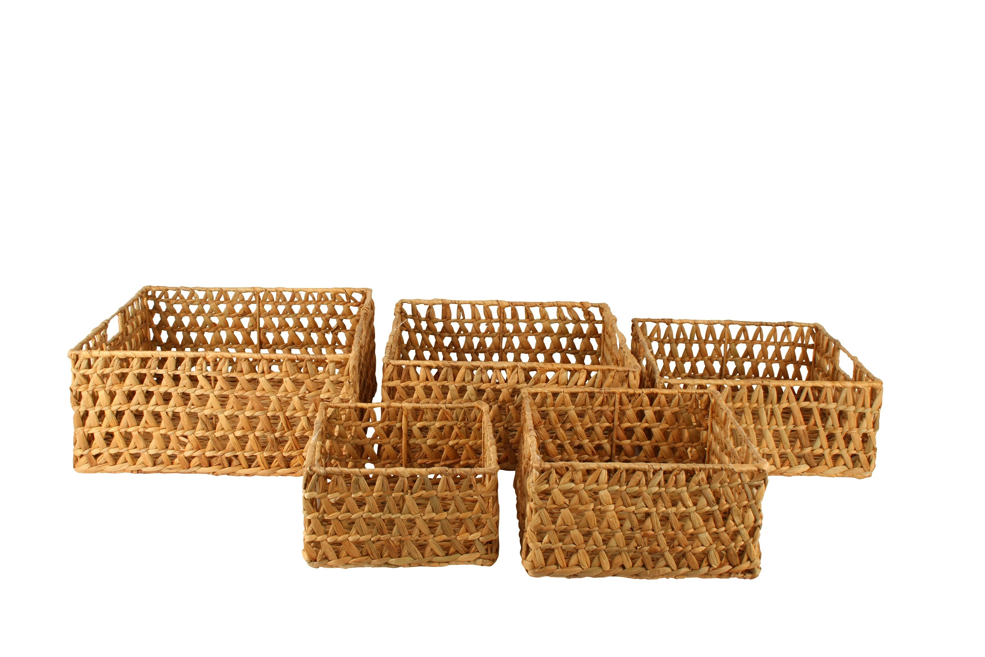 Poe Set Of 5 Water Hyacinth Baskets Square