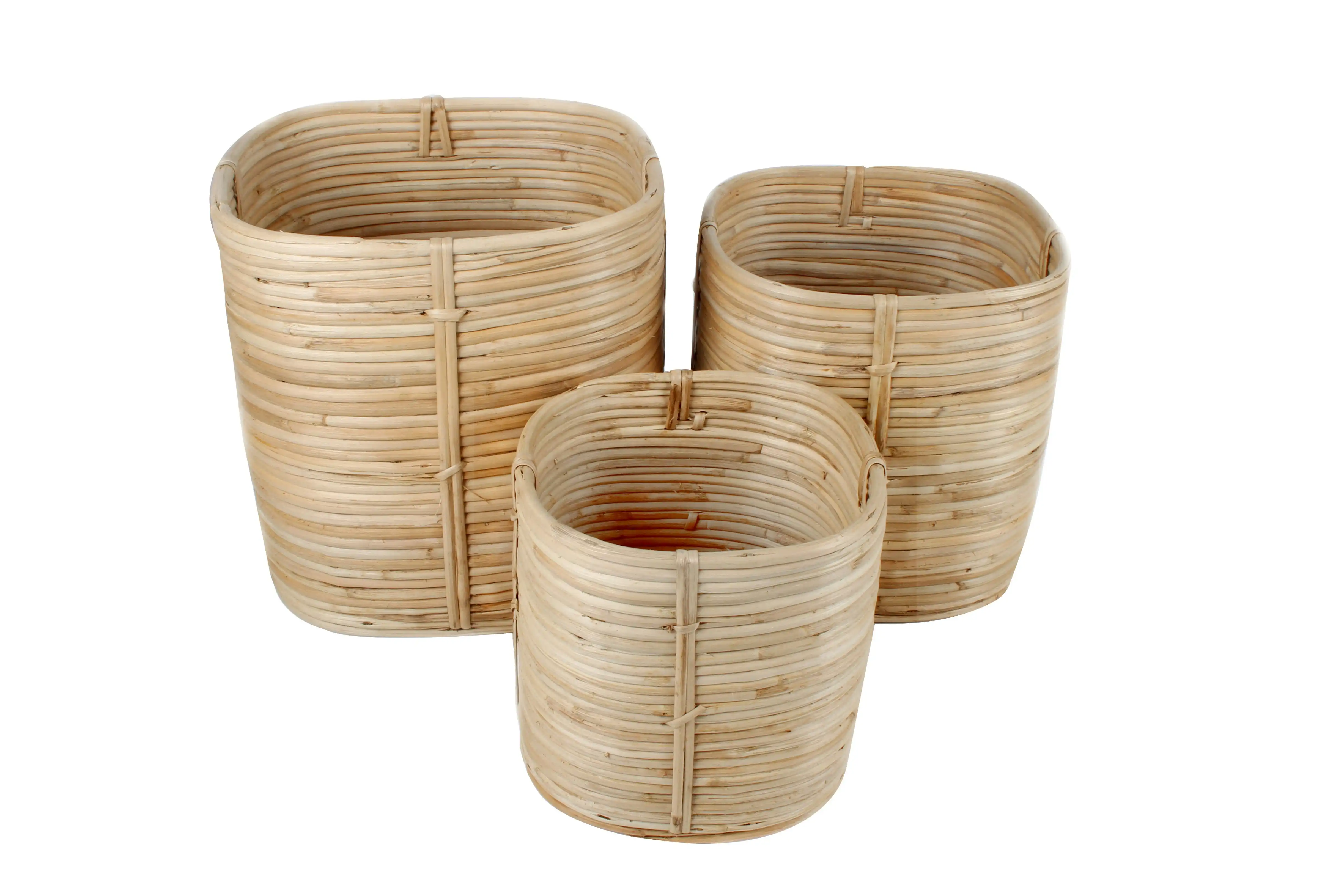 Set Of 3 Sylvia Rattan Baskets