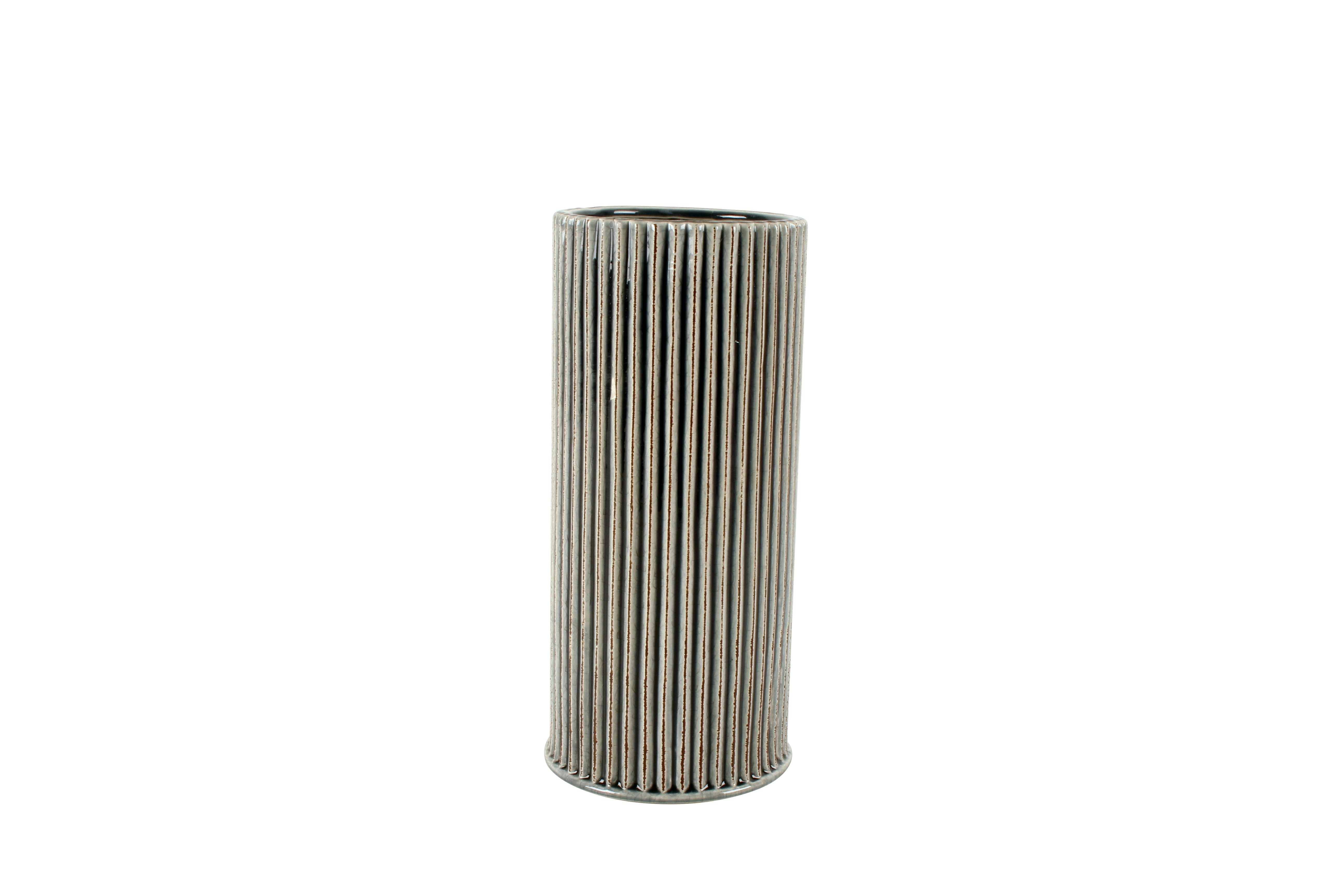 Alcie Ribbed Ceramic Vase 26 x 12 x 12 cm