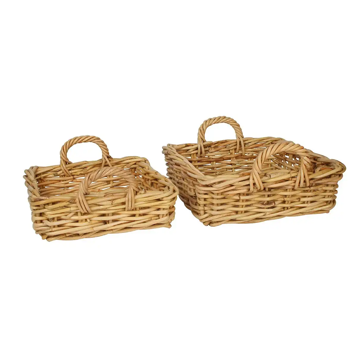 Chelsy Set Of 2 Rattan Rectangle Log Basket