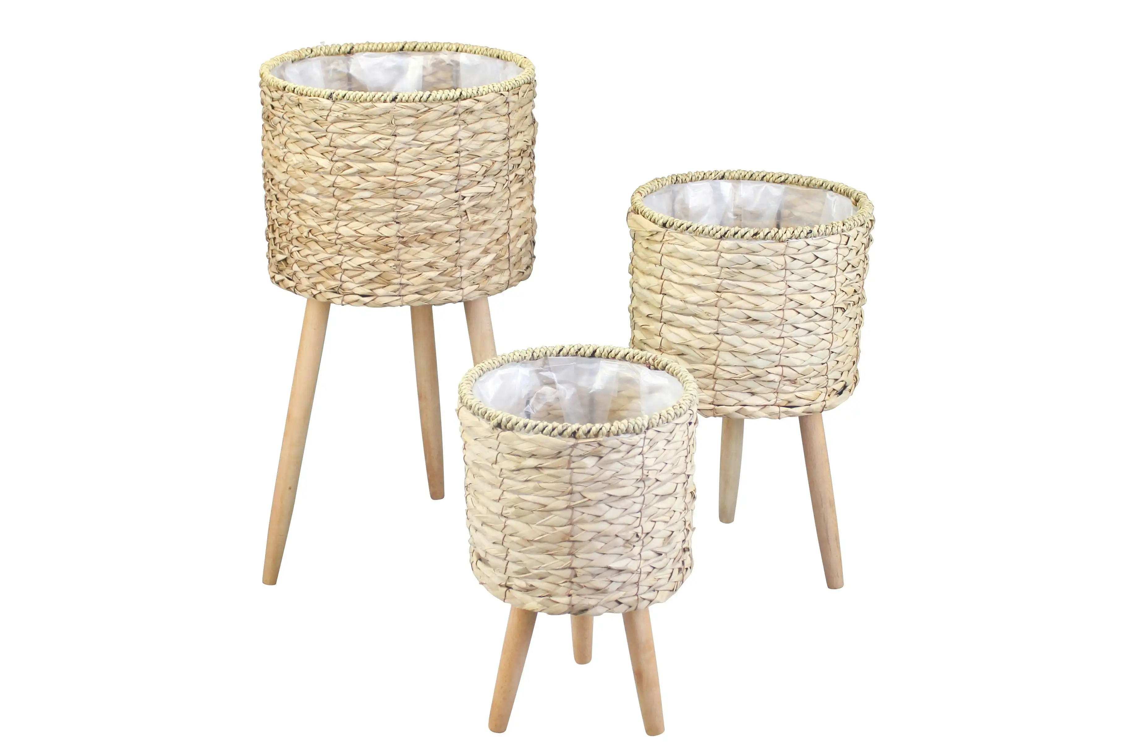 Malo Set Of 3 Pot Plant Stands With Legs Natural