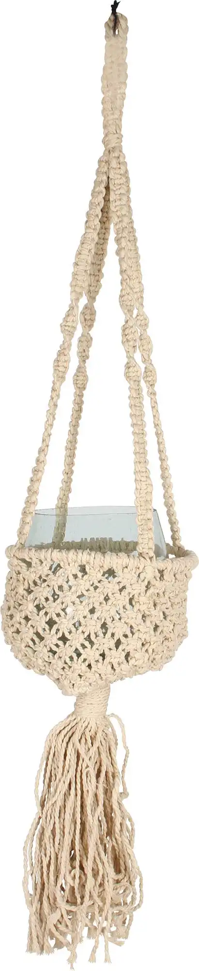 Flow Luxe Macrame Plant Hanger Glass Vase 100cm