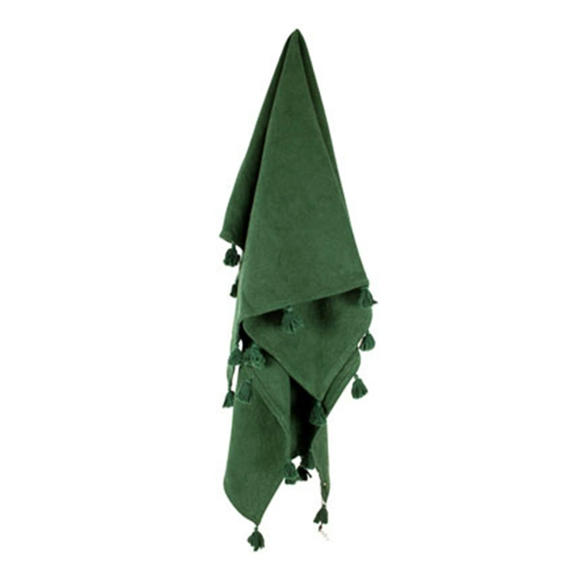 Nava Cotton Throw With Tassels Deep Green