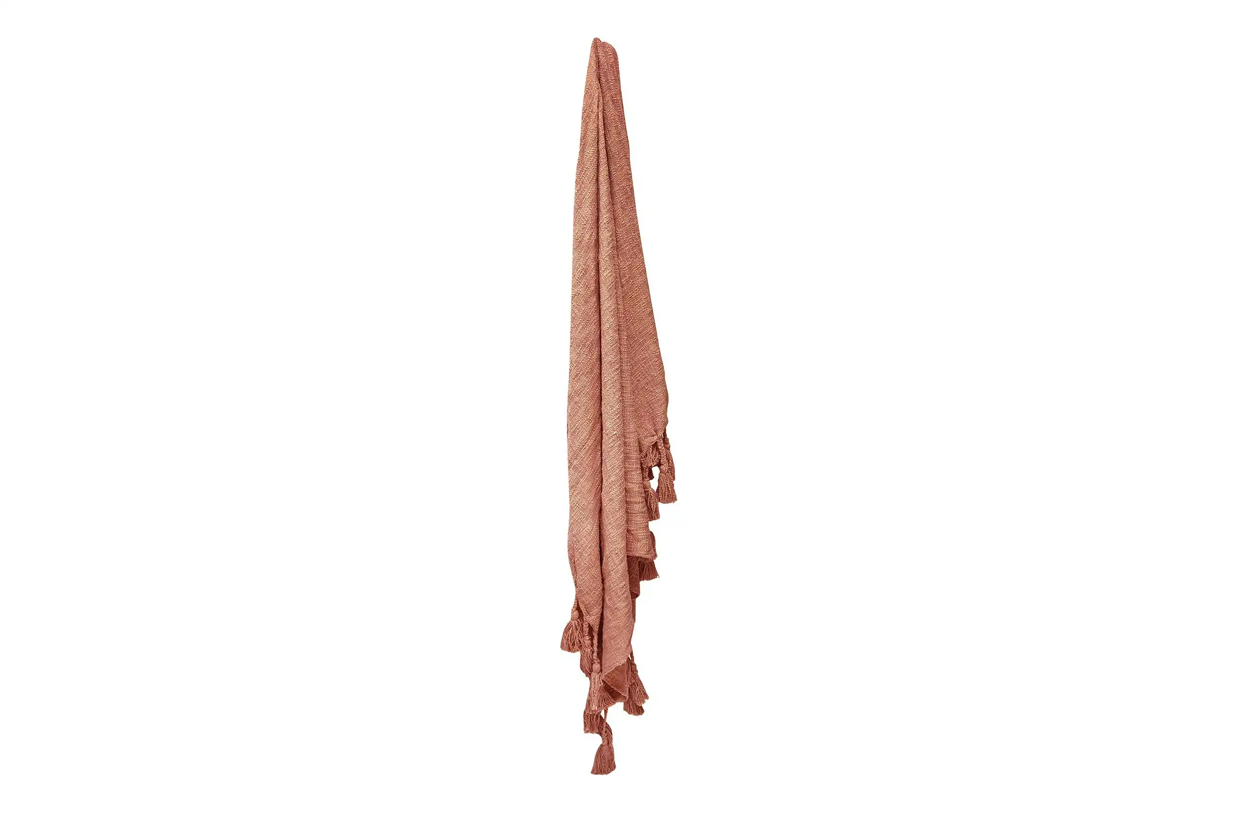 Neo Cotton Throw With Giant Tassels Goldn Brown