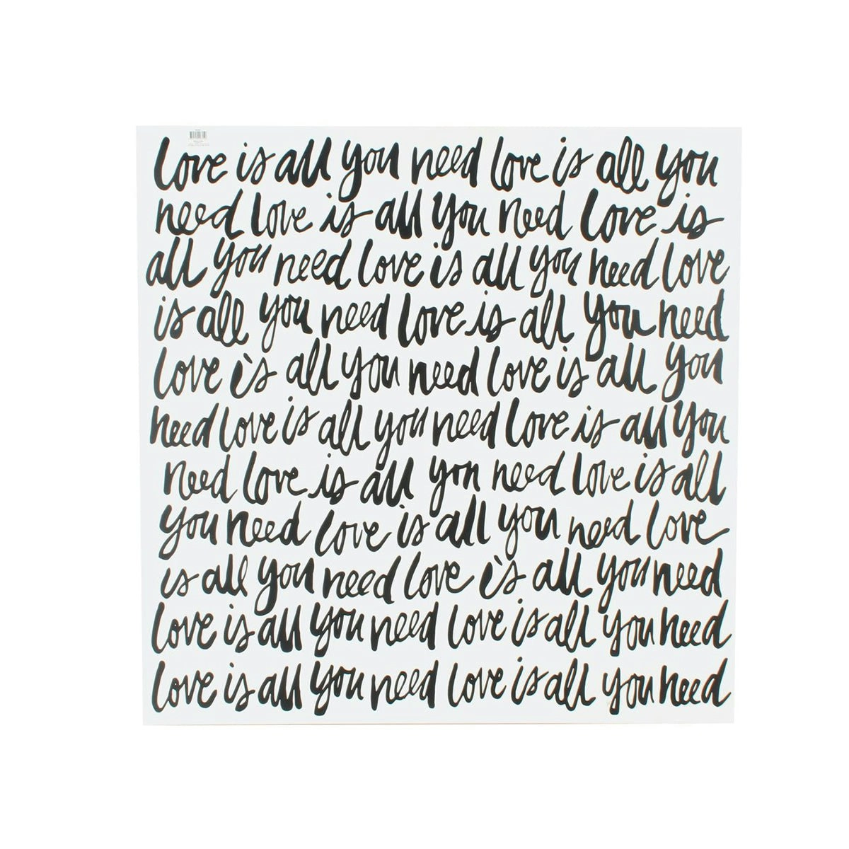 Canvas Print All you need is Love 80X80X3cm Block mounted Black and White