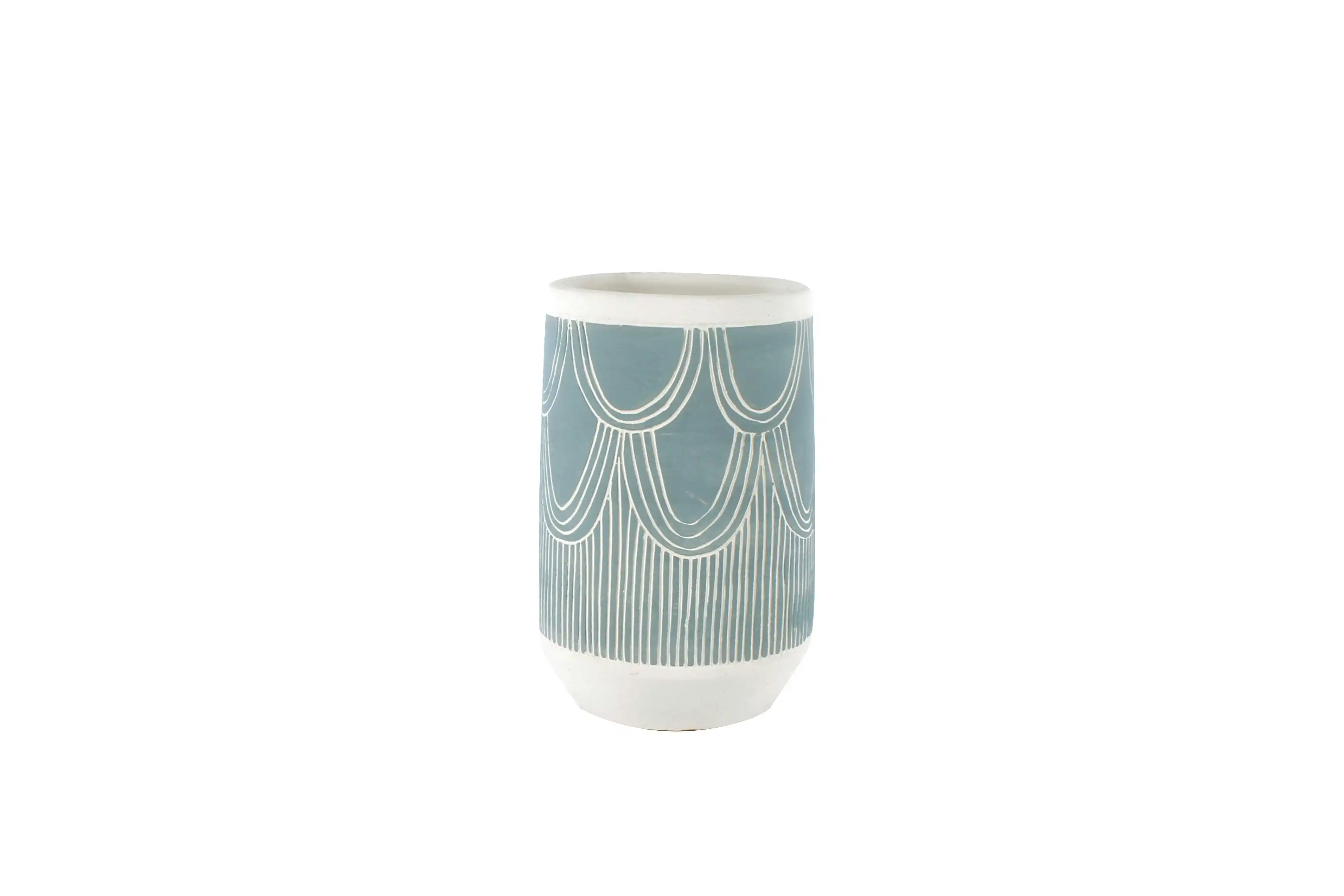 Ridley Blue Cement Vase 21 x 15 x 15cm