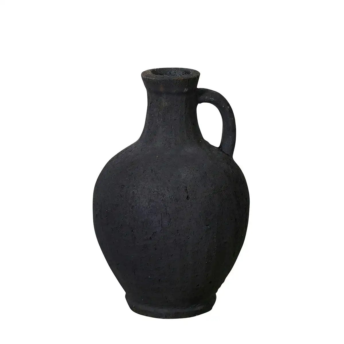 Nadine Terracotta Vase Textured Black 30 x 20 x 20cm