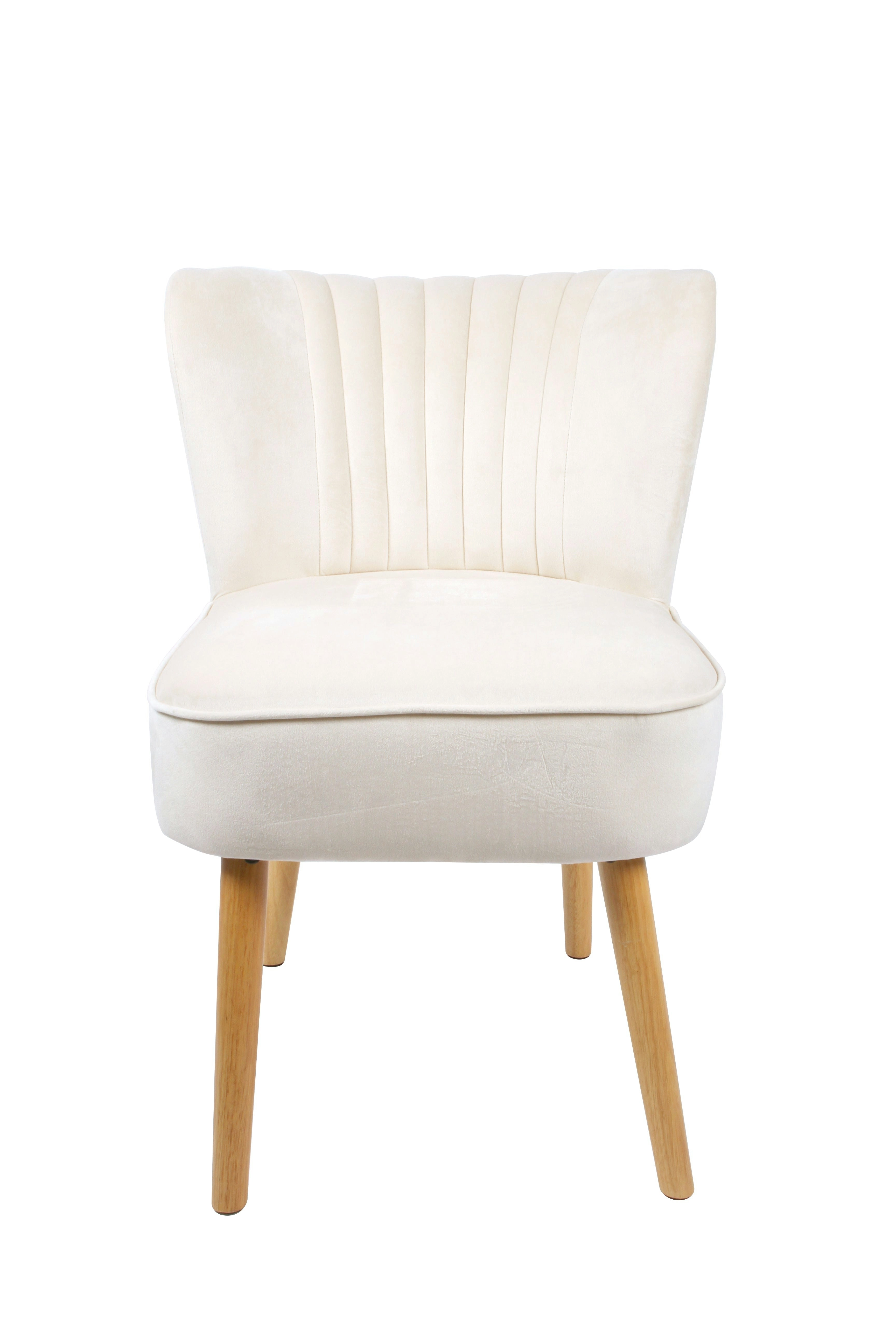 Cream Velvet and Wood Accent Chair