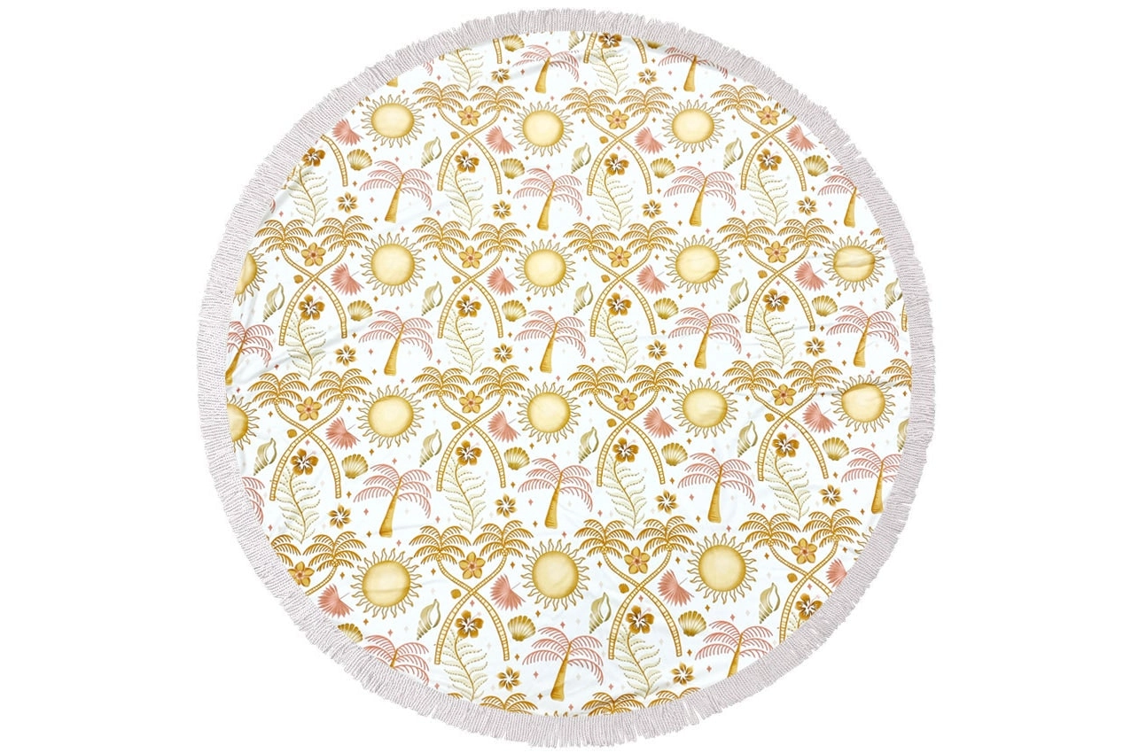 Round Beach Towel - Moroccan Palm