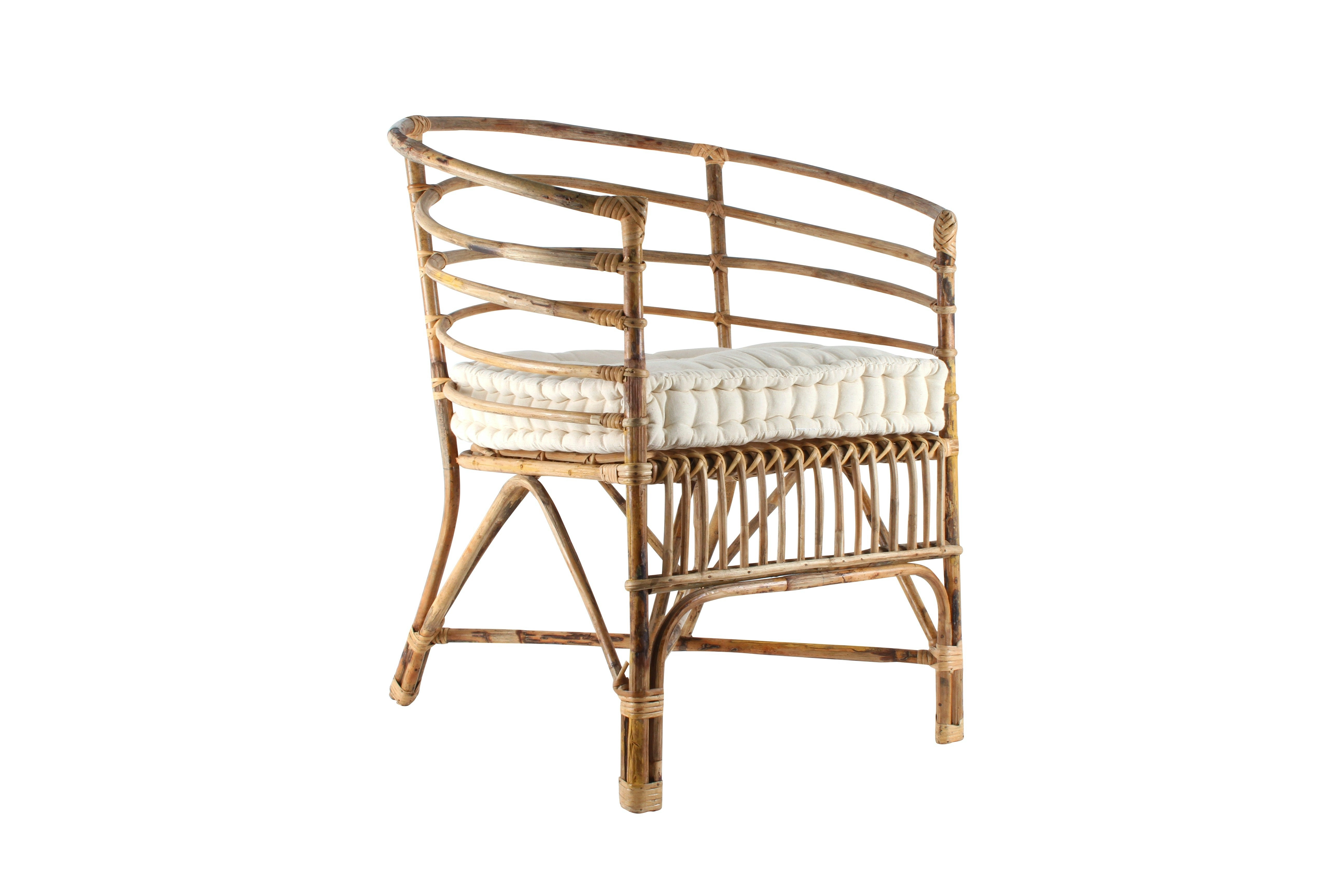 Natural Cane Chair With Cream Cotton Cushion