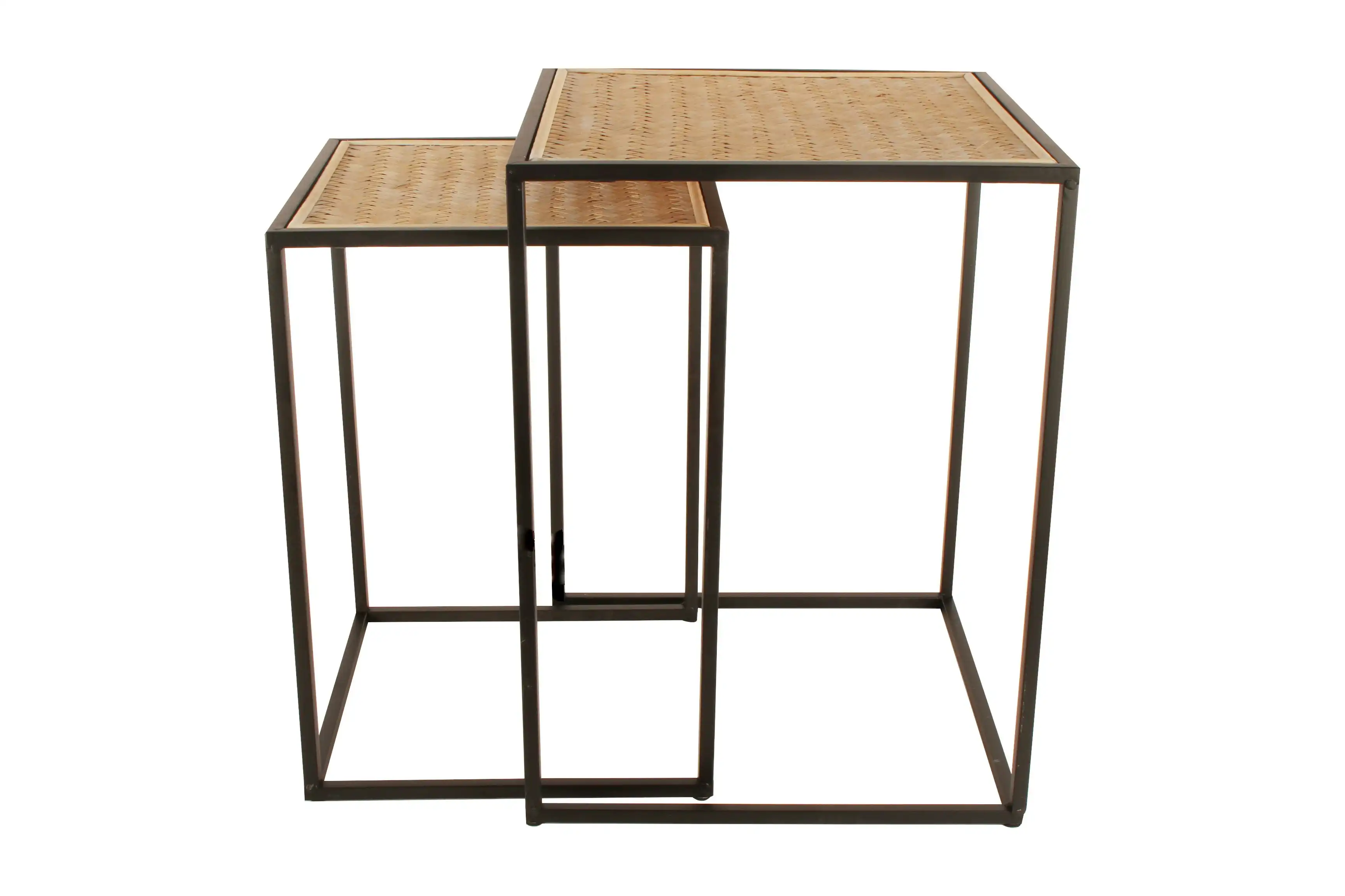 Hendrix Set Of 2 Rattan Metal Side Tables-