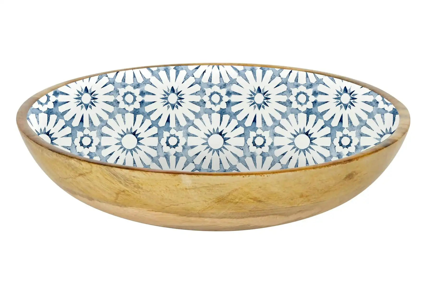 Round Enamel Salad Bowl - Indigo Waters 32X10cm