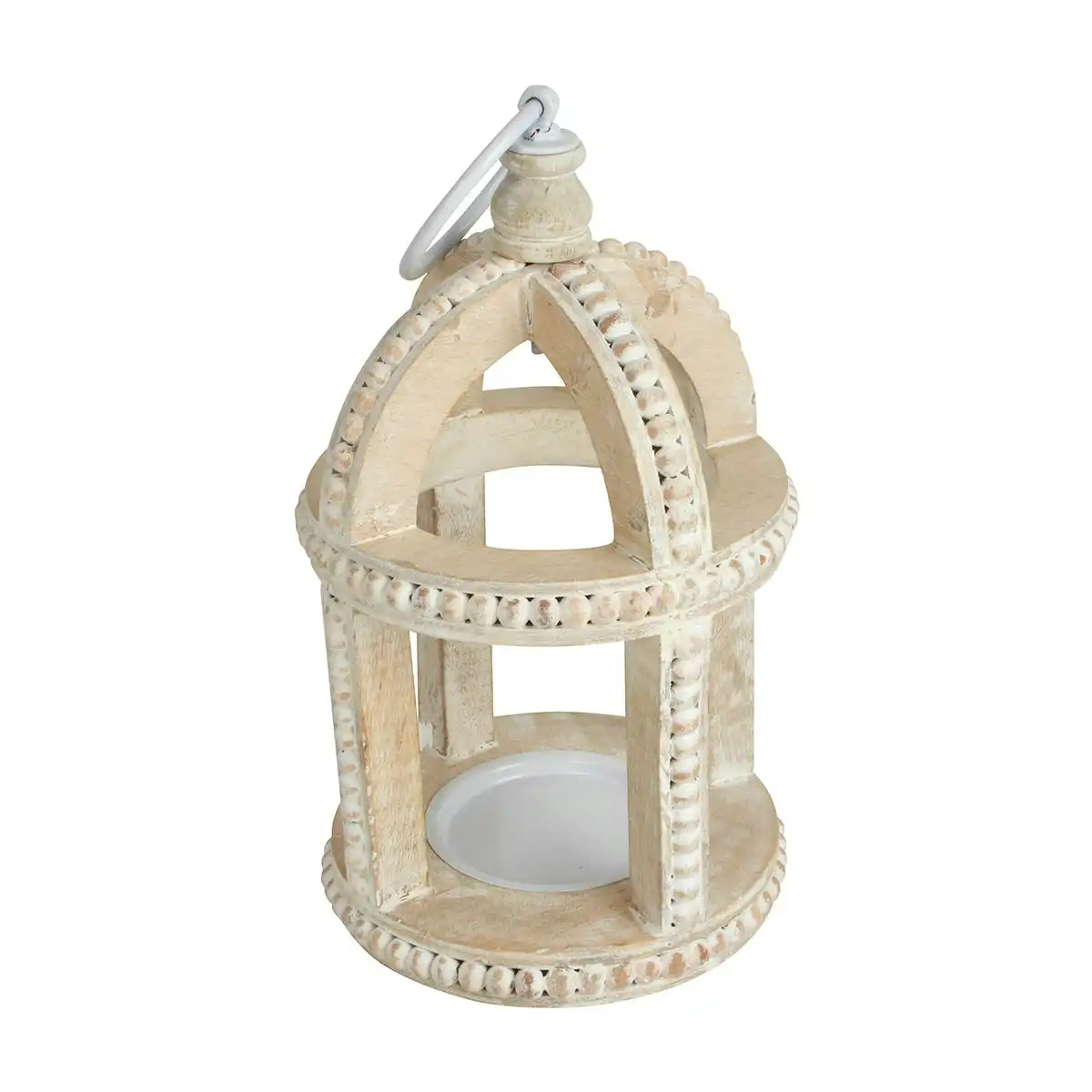 Bryony Mango Wood Lantern Small Cream