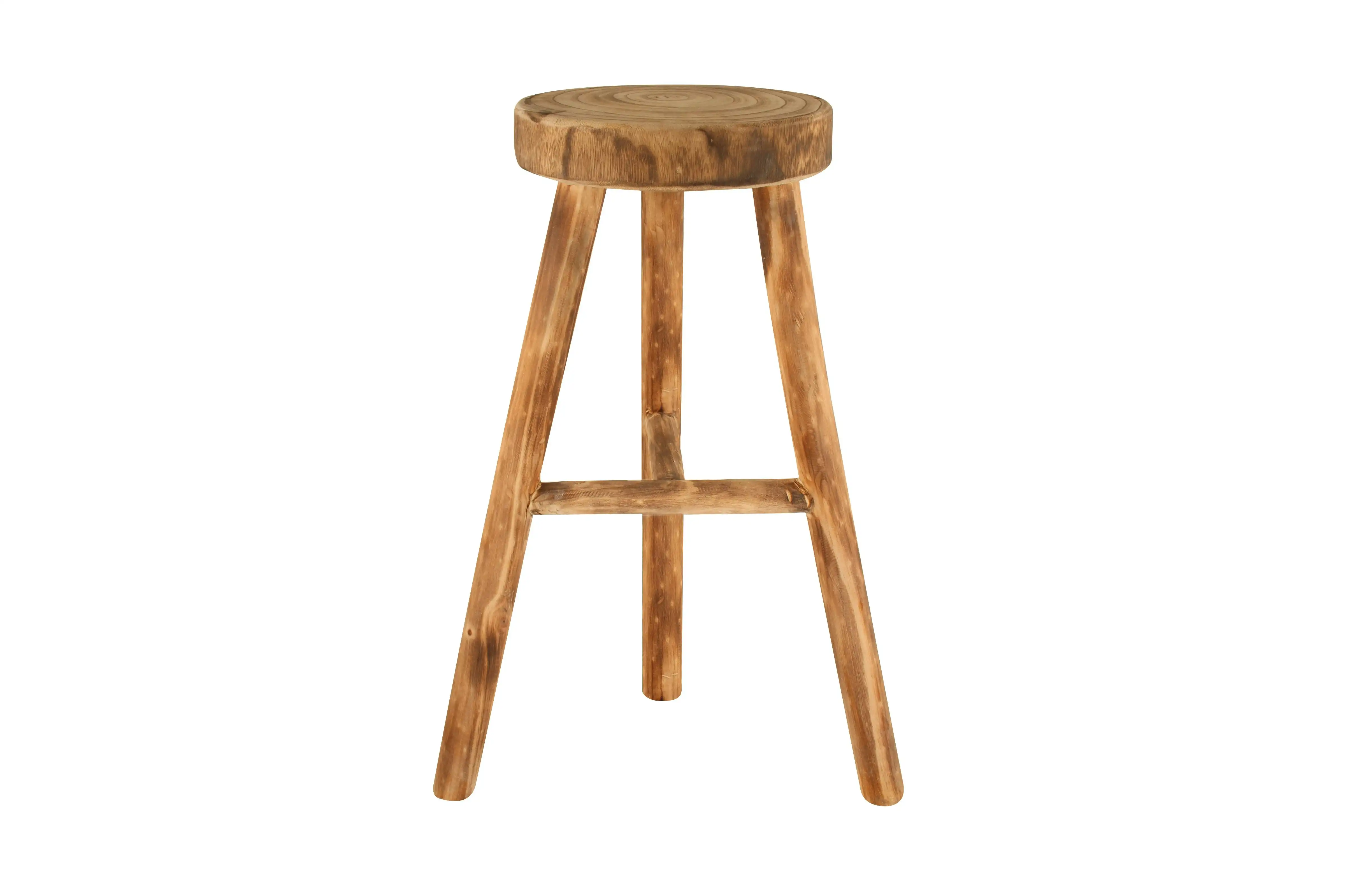 Natural Wooden Stool, 60cm H x 26cm D