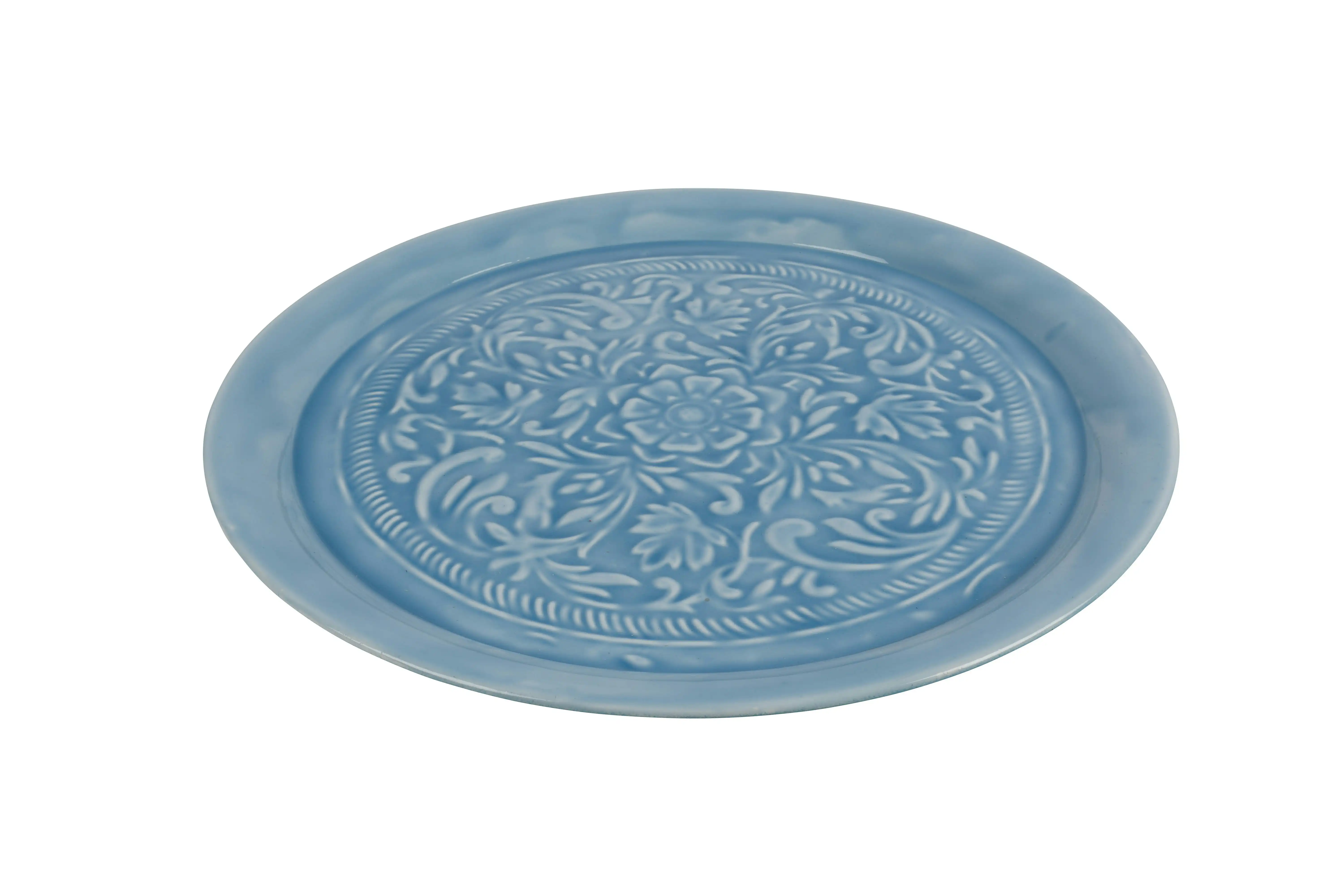 Sky Blue Embossed Plate