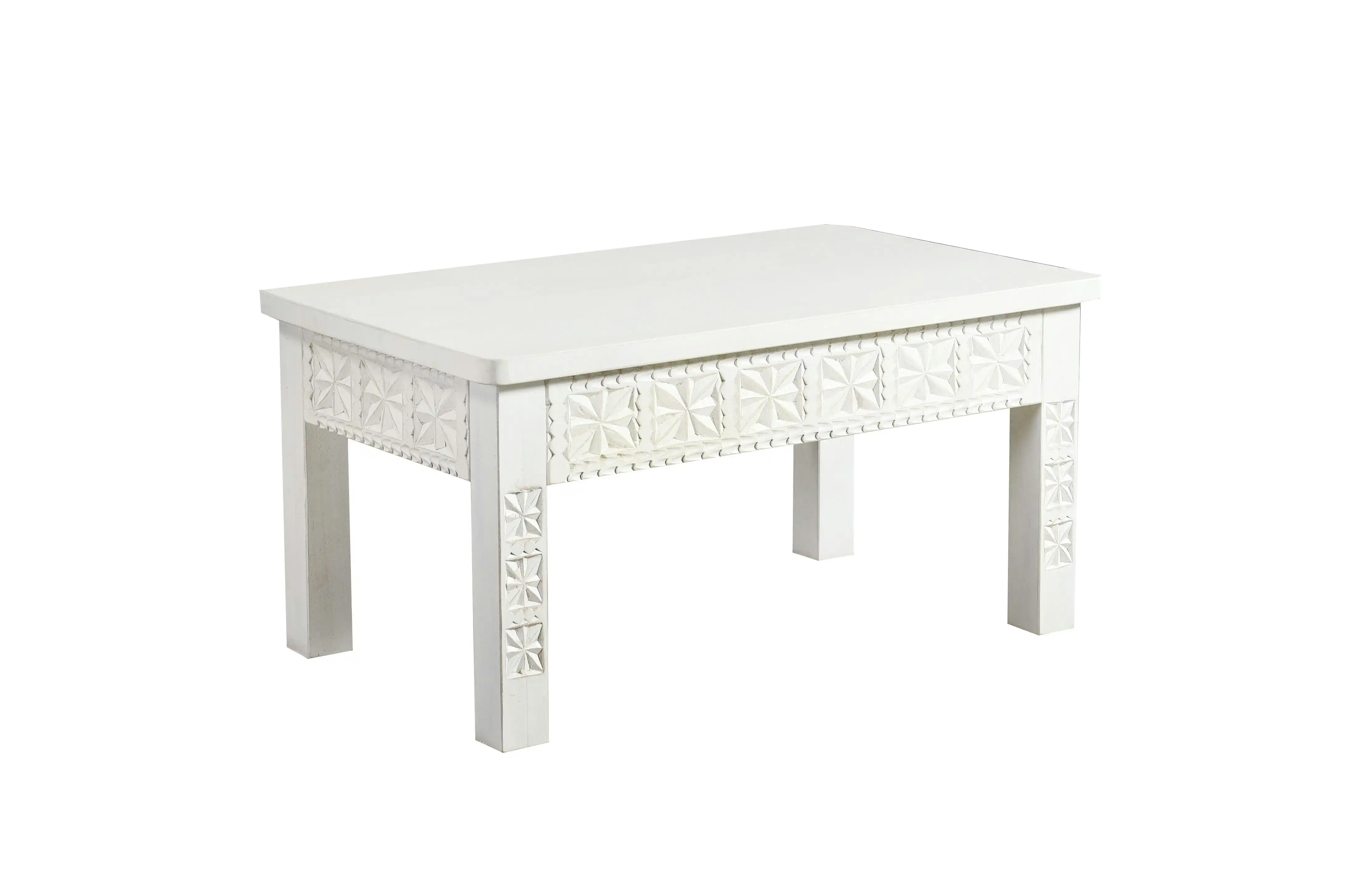 White, Mango Wood, Coffee Table, Knock Down, 80 x 50 x 40cm