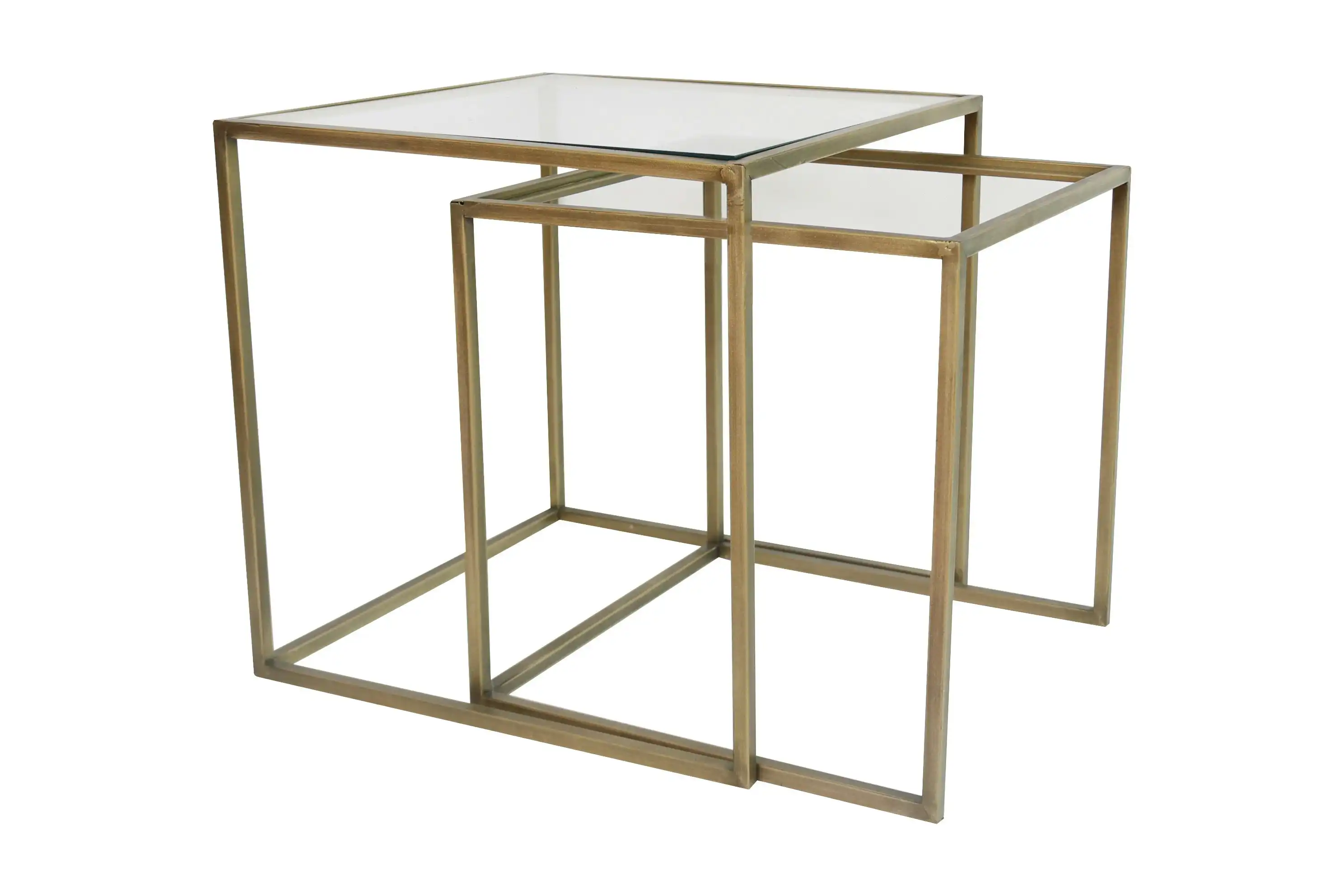 Antique Gold, Set Of 2 Side, Nesting Tables, 40 x 40 x 40cm