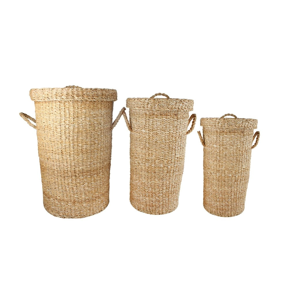 3pc Maine & Crawford Hilary Laundry Storage Bin Organiser Set Large Natural