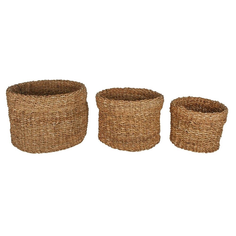 3pc Maine & Crawford Bremer 28/35/43cm Seagrass Round Storage Basket Set Natural