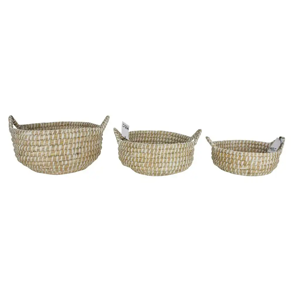 3pc Maine & Crawford Elliot Kans 20/25/30cm Grass Basket Storage Set Natural