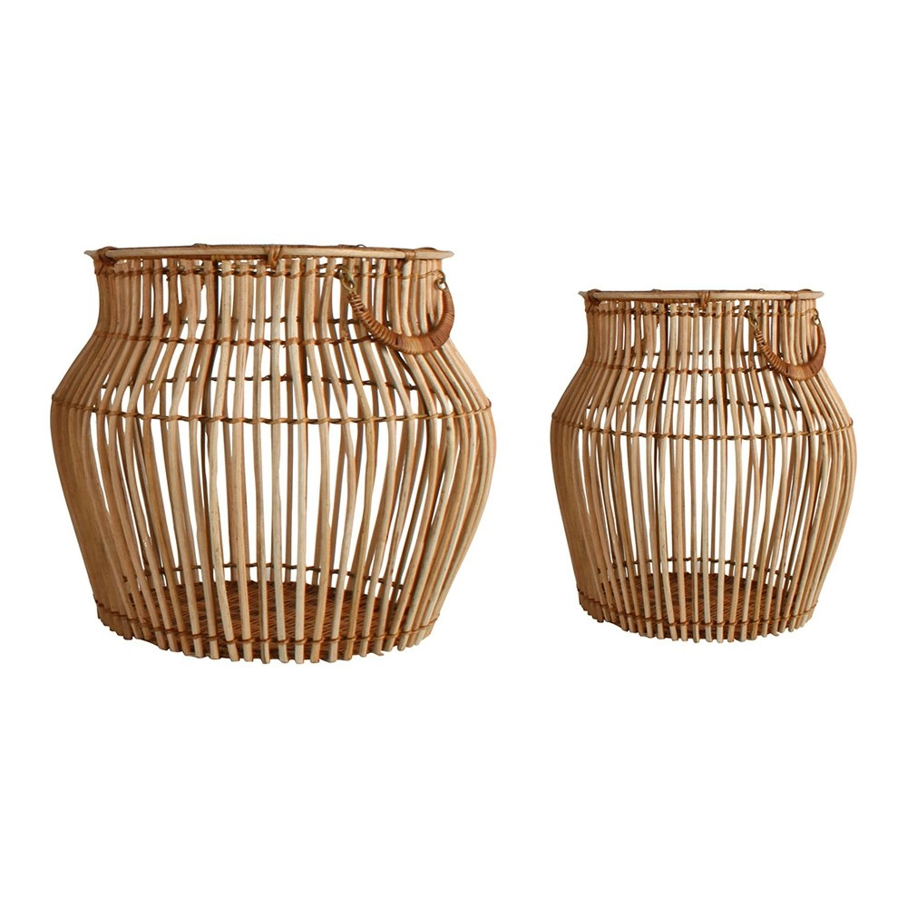 2pc Maine & Crawford Aesha Rattan 48/50cm Belly Basket Storage w/ Handle Natural