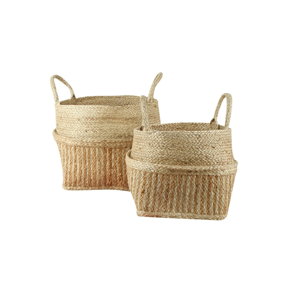 2pc Maine & Crawford Iffa Jute 30/35cm Square Dabor Basket Storage Set Natural