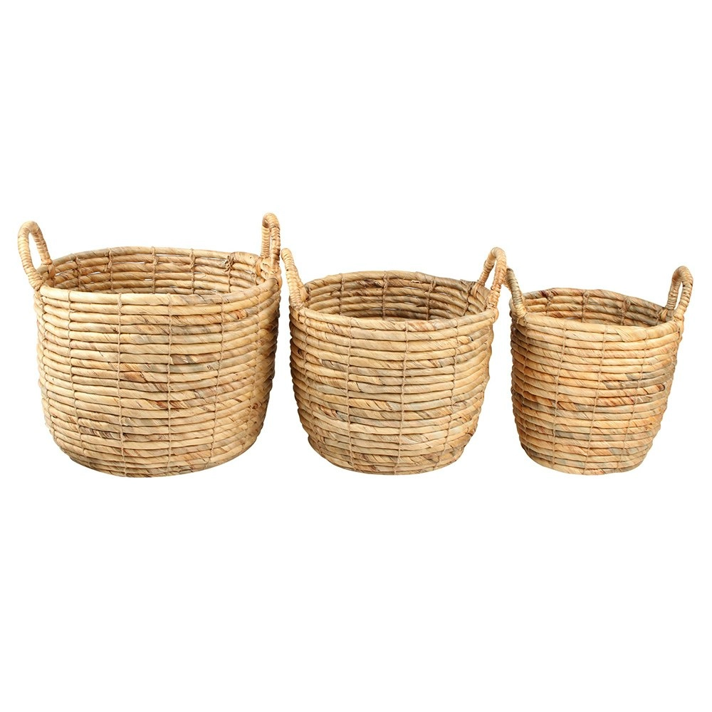 3pc Maine & Crawford Toni 25/29/34cm Water Hyacinth Basket Organiser Set Natural