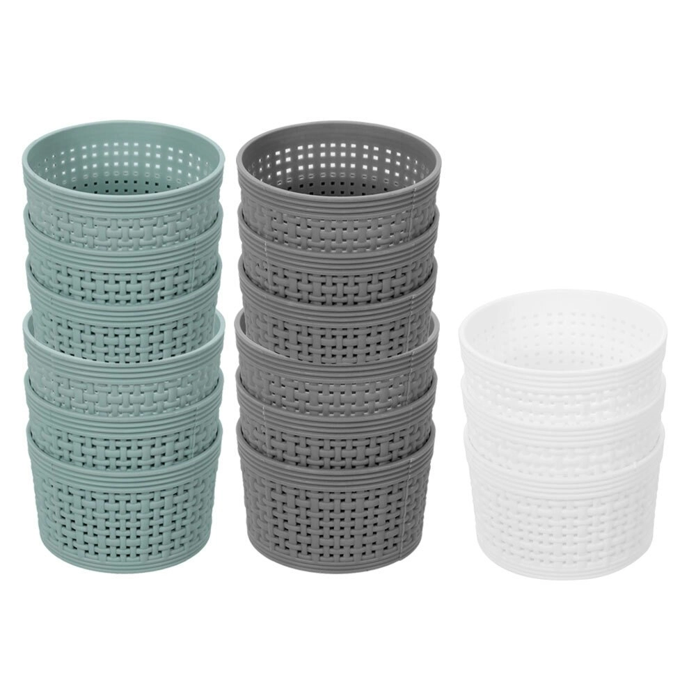 15pc Boxsweden 10cm Round Ivy Weave Home/Kitchen Storage Basket Assorted