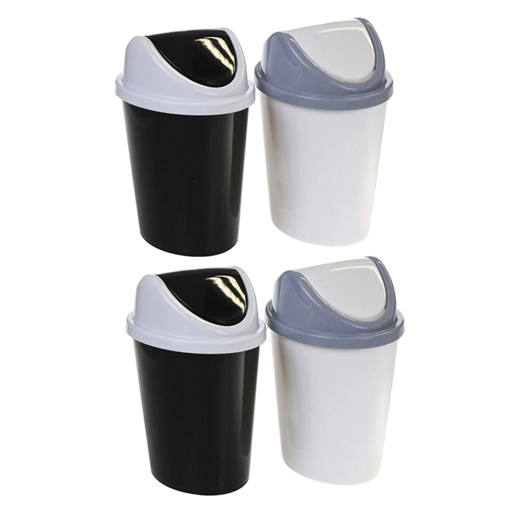 4x Boxsweden Trash Bin Desktop 2.3L w/ Swing Lid Garbage Can Waste Basket Asst.