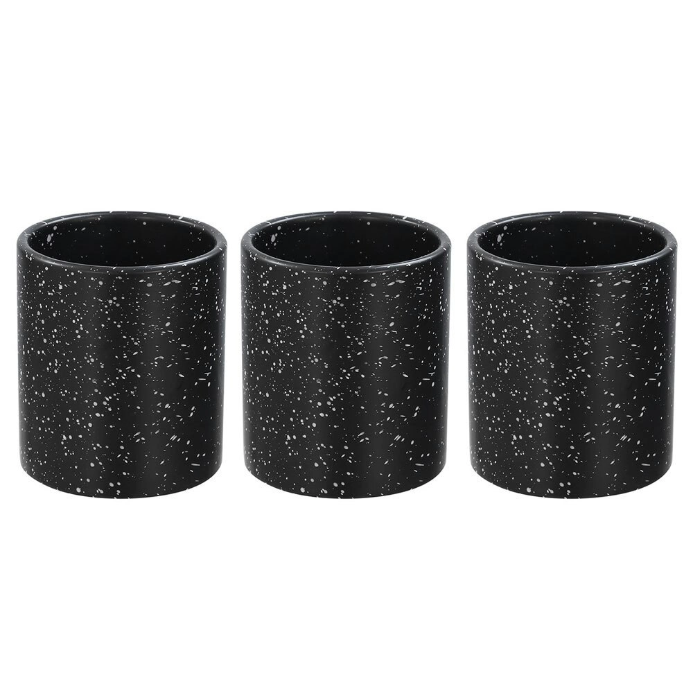 3x Boxsweden Bano 9cm Ceramic Bathroom Cup Toothbrush Holder Storage BLK Speckle