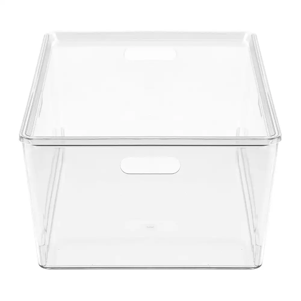 Boxsweden Crystal Tidy Box 52cm/24L Storage w/ Lid Stackable Organiser Clear