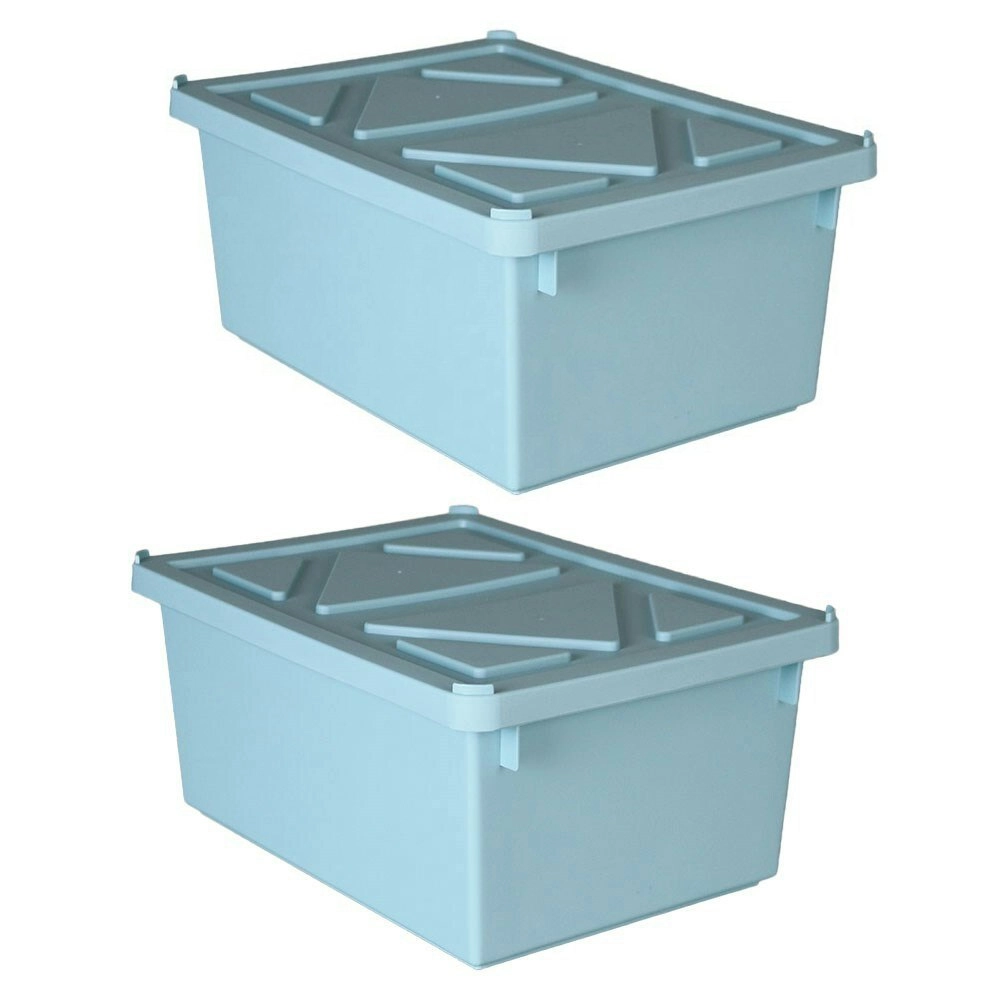 2x Boxsweden 10L/36cm Tetra Storage Box w/ Lid Stackable Home Organiser Assorted