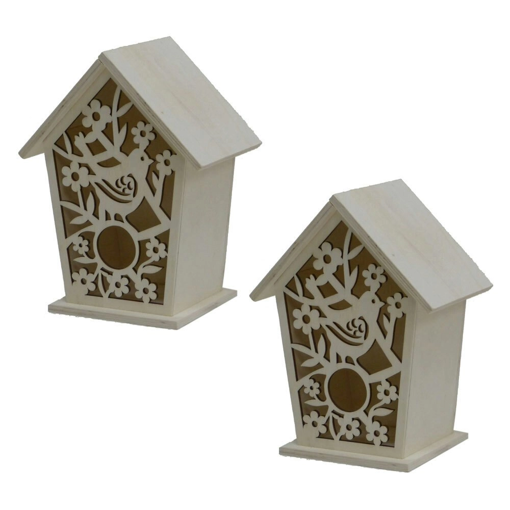 2x Boyle Art/Craft 16.5cm Plywood Laser Cut Birdhouse Storage Box Home Decor