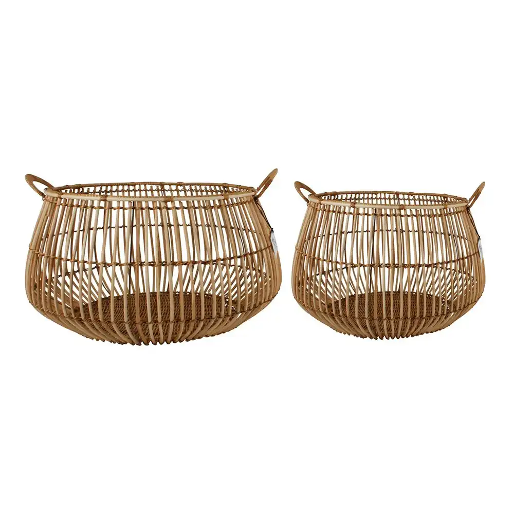 2pcMaine & Crawford Aesha 47/57cm Rattan Bulb Basket Storage Organiser Natural