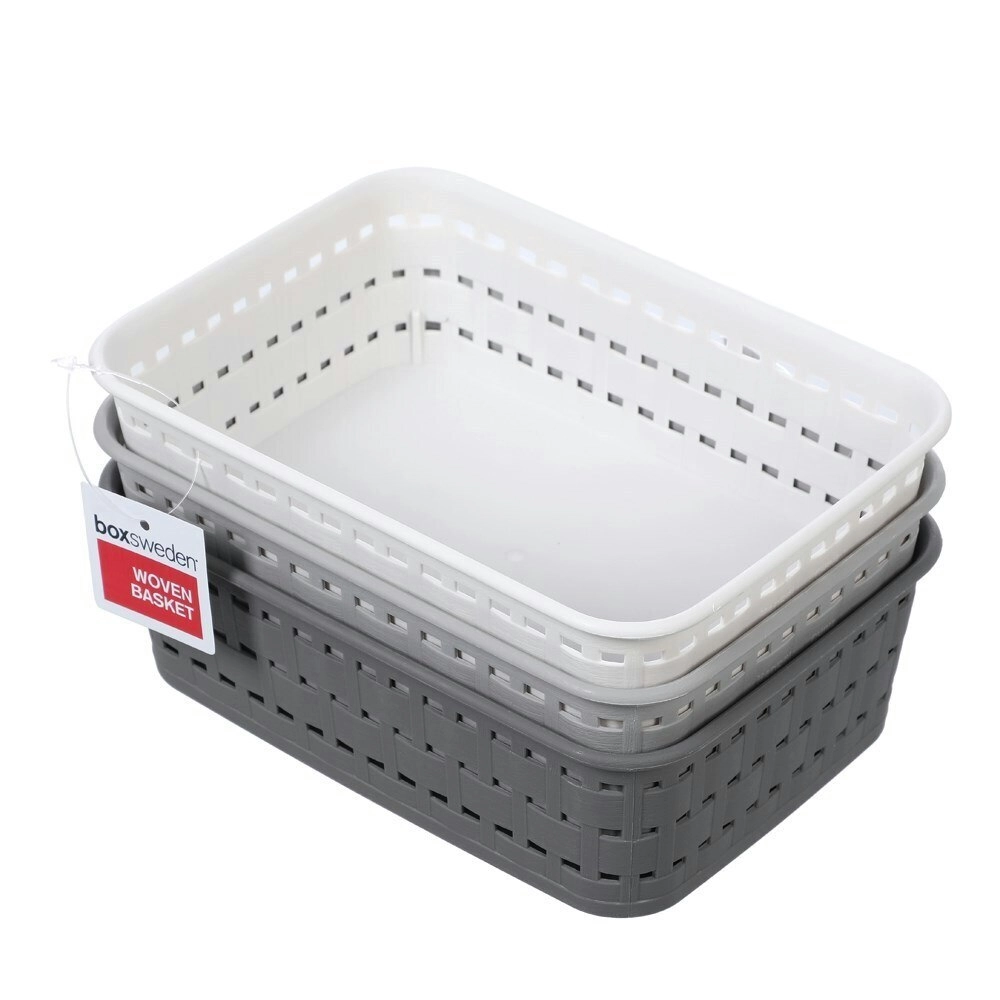 4x Boxsweden Woven Basket 19.5cm Home Office Storage Organiser Container Assort