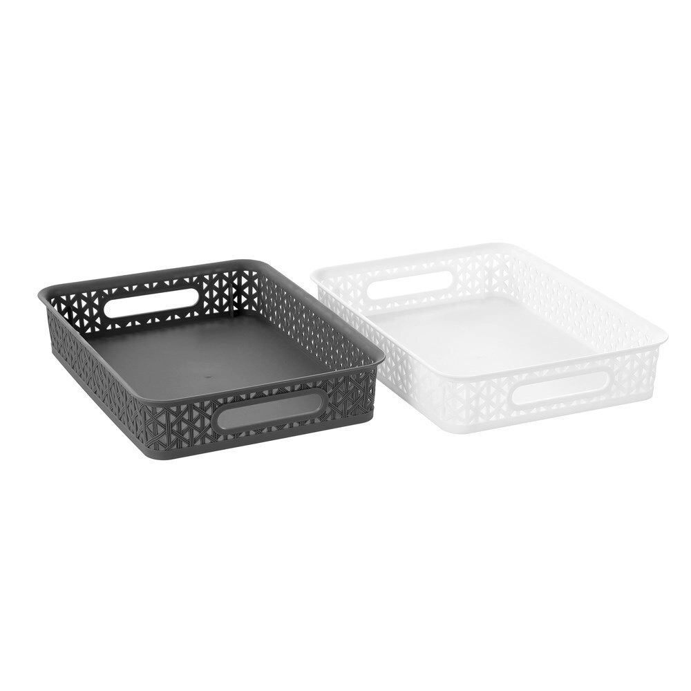 2PK Boxsweden 34.5x26cm Exo Organiser Basket Rectangular Storage Tray Assort