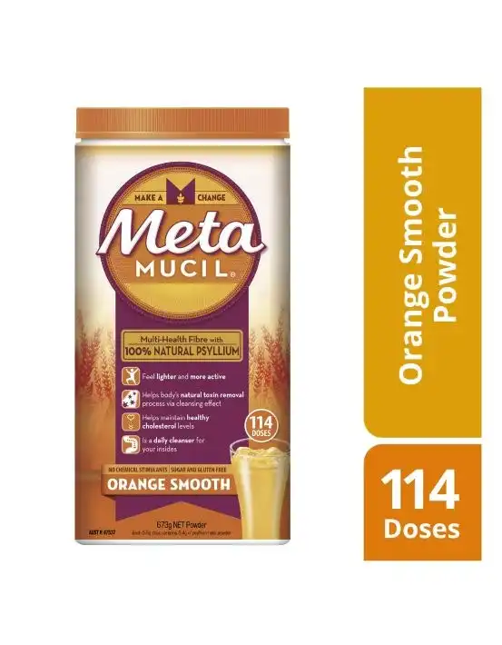 Metamucil Multi-Health Fibre with 100% Psyllium Natural Psyllium Orange Smooth 114 Dose