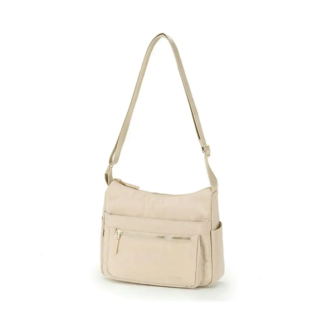 Tosca Casual Vegan Nylon Shoulder Minimalist Crossbody Purse Handbag Beige