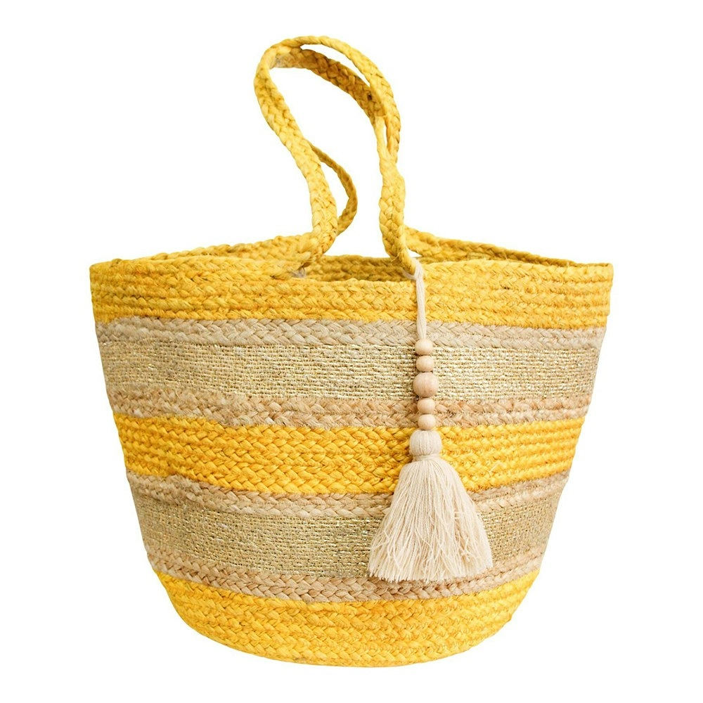 Vita 50cm Jute Shopper Bag Ladies/Women's Boho Handbag w/ Handle Yellow/Beige