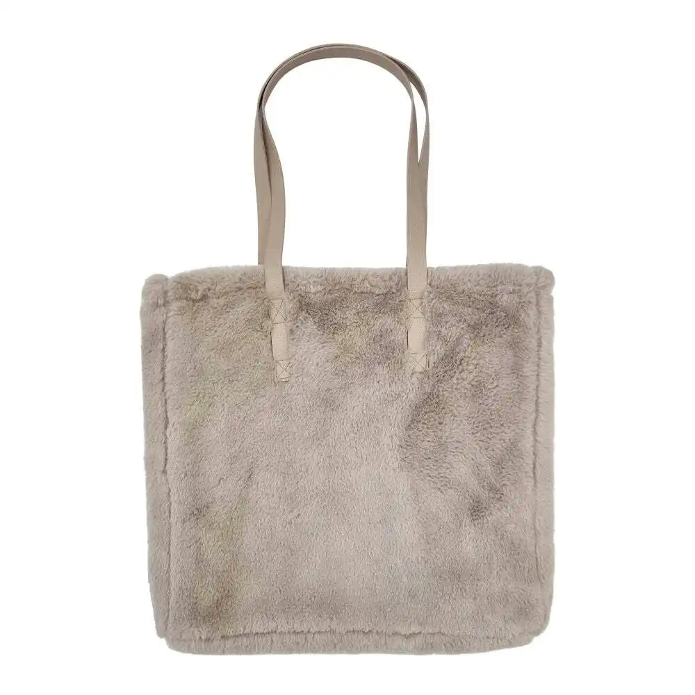 J. Elliot Home Layla Super Soft Faux Fur Shoulder Tote Bag 38x38cm Nude