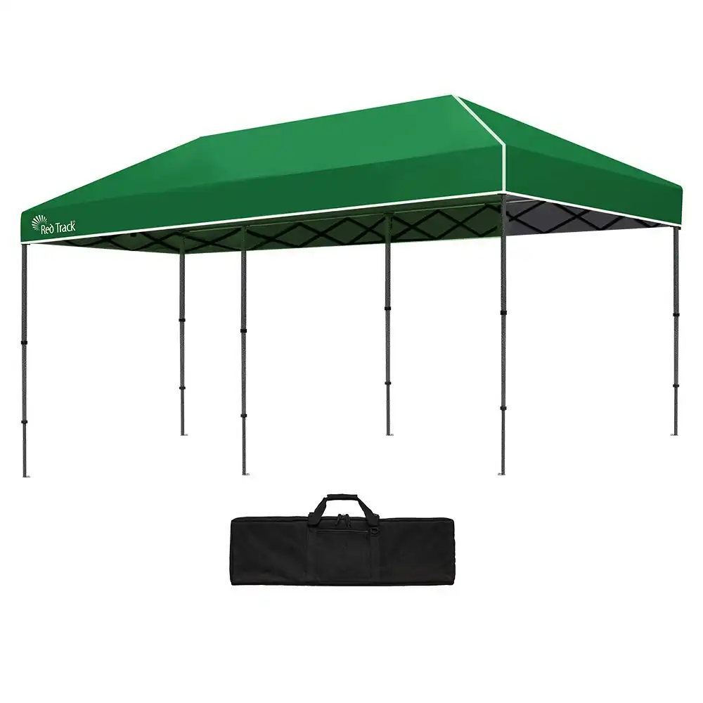 Red Track 6x3m Folding Gazebo, Most Compact Foldable Design, Carry bag, Portable Outdoor Popup Marquee for Camping Beach, Green