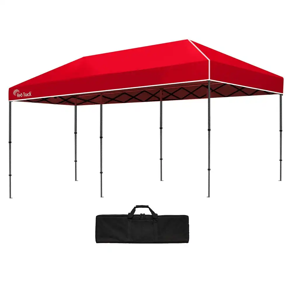 Red Track 6x3m Folding Gazebo, Most Compact Foldable Design, Carry bag, Portable Outdoor Popup Marquee for Camping Beach, Red