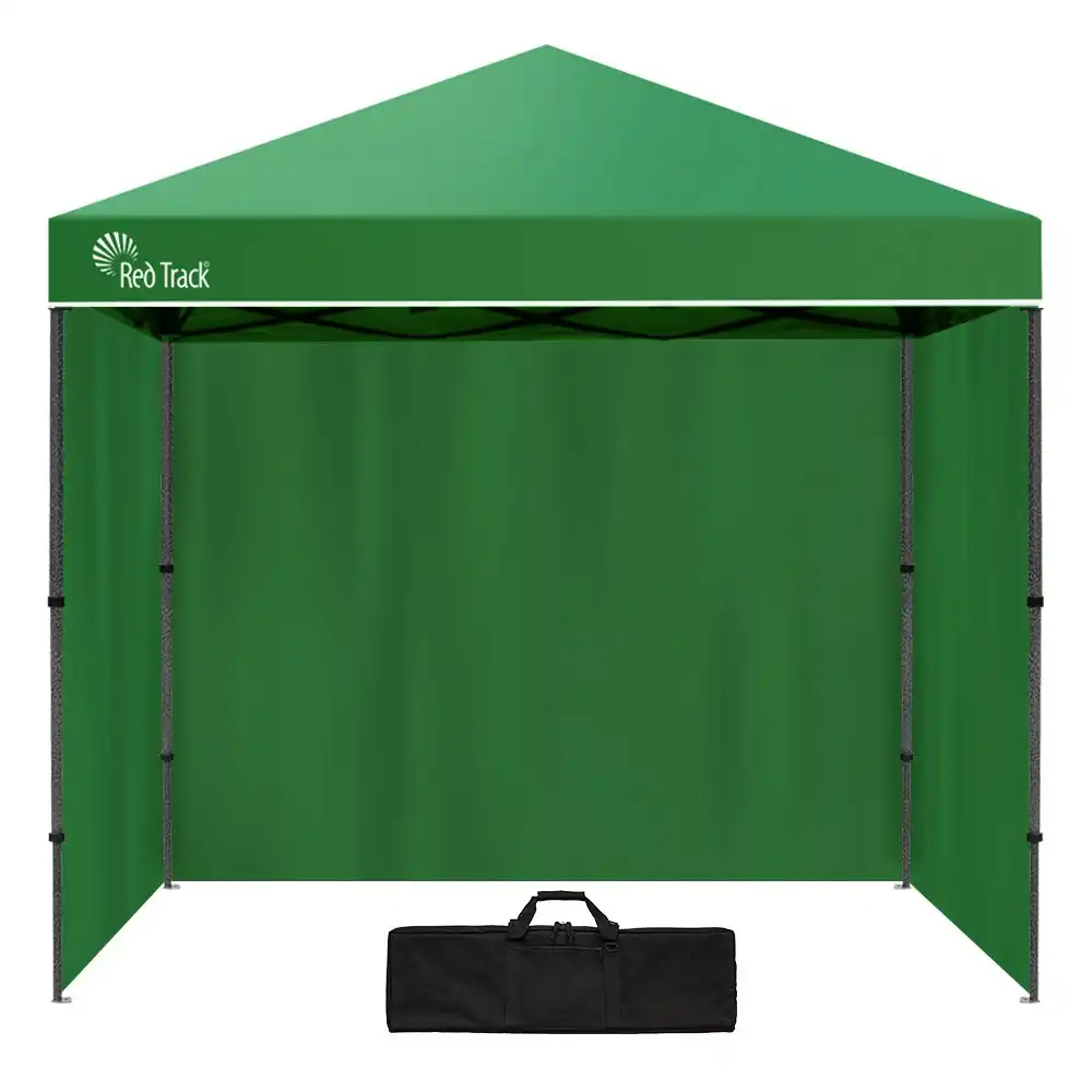 Red Track 3x3m Folding Gazebo, Most Compact Foldable Design, Walls, Carry Bag, USB Lamp, Portable Outdoor Popup Marquee for Camping Beach Market, Green