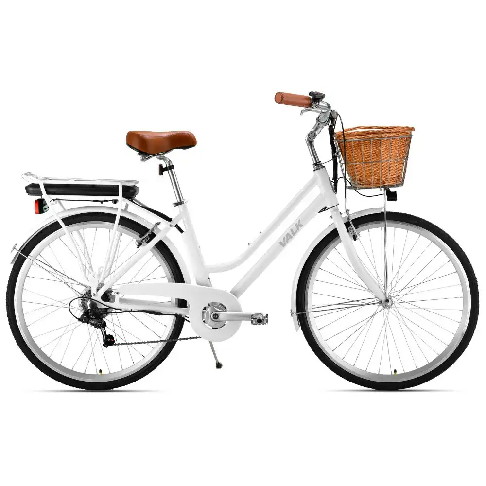 Valk Laneway 5 Vintage Electric Bike, Torque Sensor equipped eBike, Medium, White